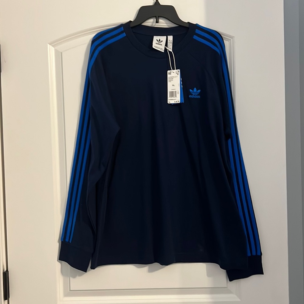 Adidas long sleeve navy tee shirt. NWT